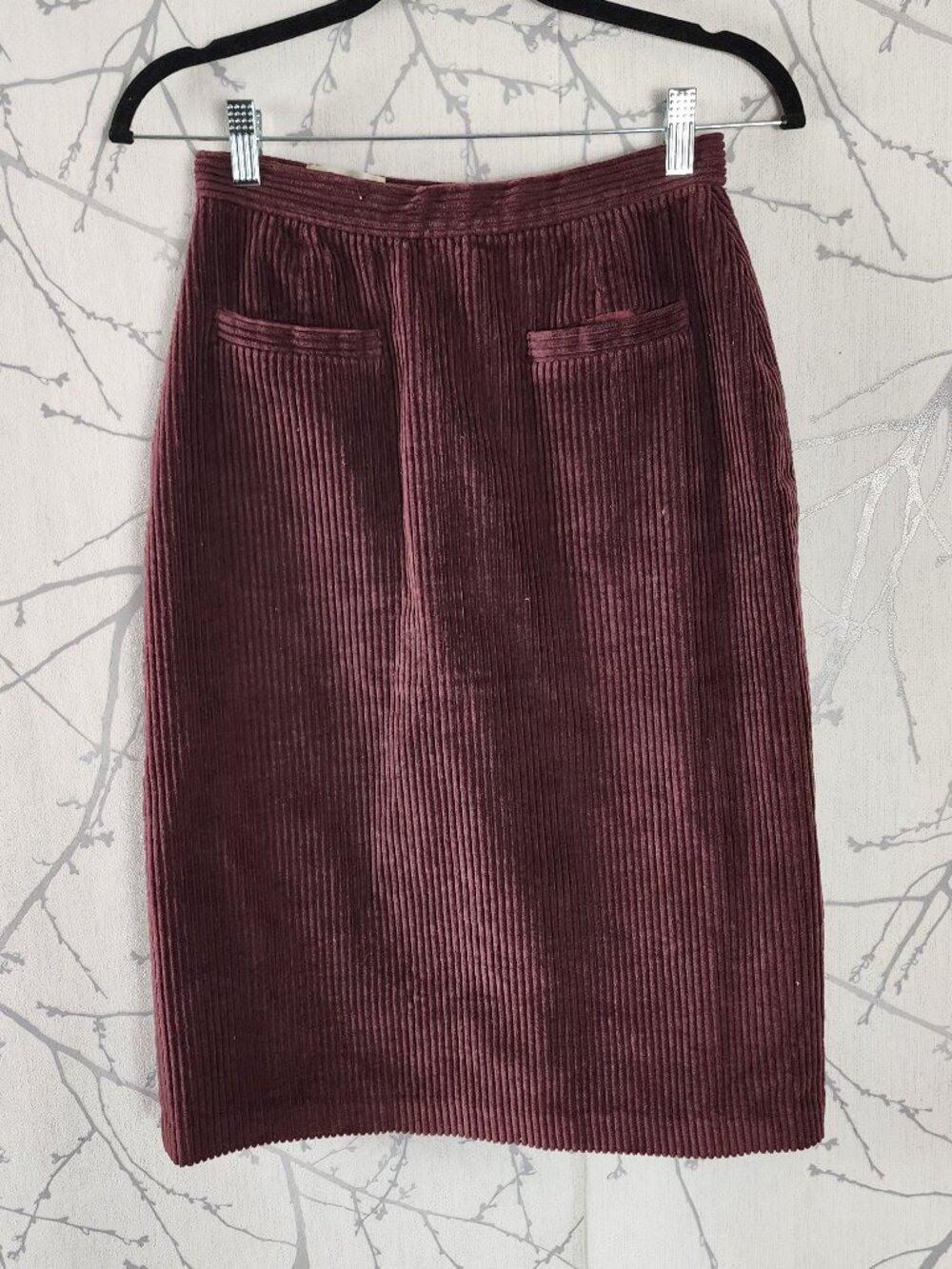 Fenn Wright & Manson Burgundy Corduroy Pencil Skirt